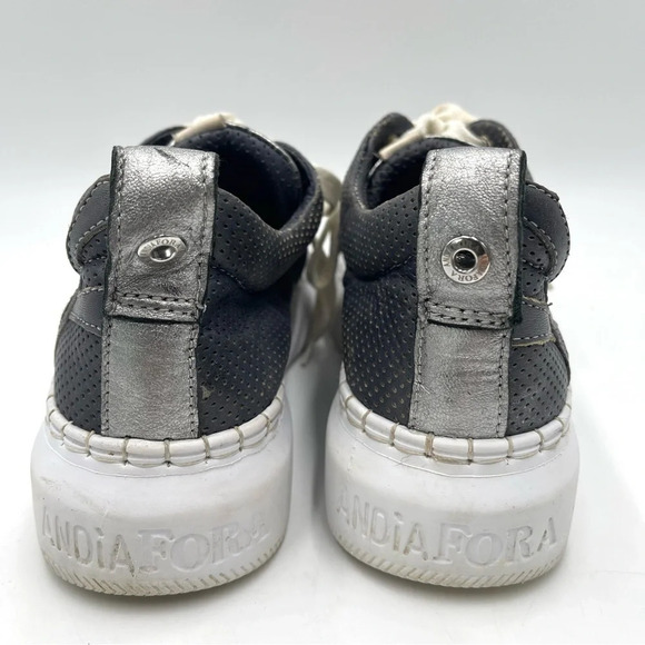 Andia Fora metallic silver Italian leather sneakers size 40/10 - Picture 7 of 8